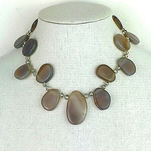 Natasha Translucent Glass Stone & Chrystal Like Bead Choker Necklace